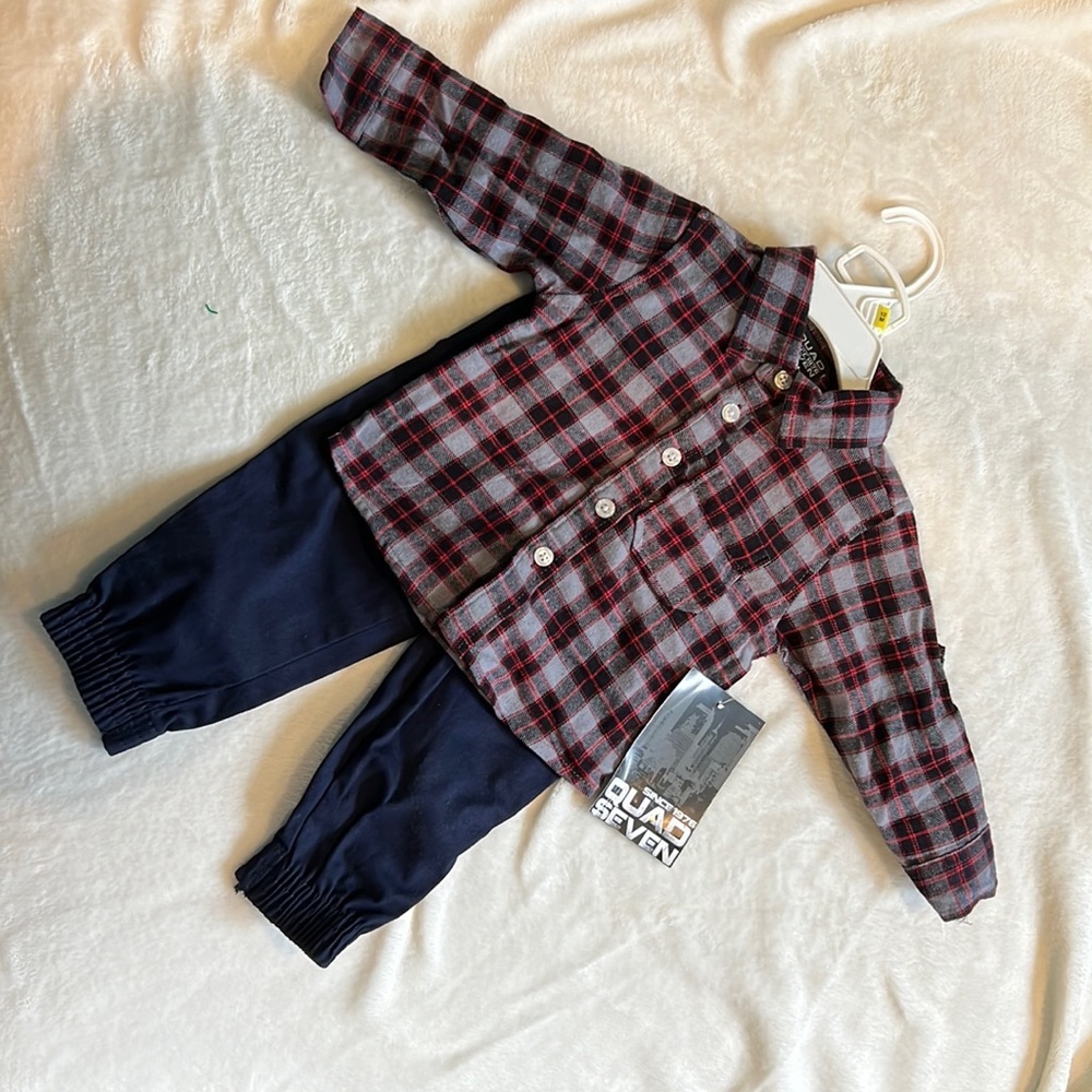 Quad Seven Flannel Shirt and Pants Set Size 12 Months